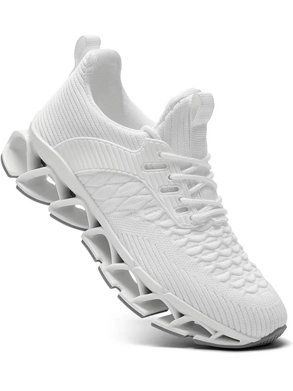 Mens White Comfort Non Slip Work Sport Athletic Trainer Slip on Walking Sneaker